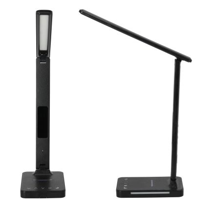 Himmennettävä LED-pöytävalaisin langattomalla latauksella QI, näyttö ja USB-portti LED/7W/230V 3000-6000K musta