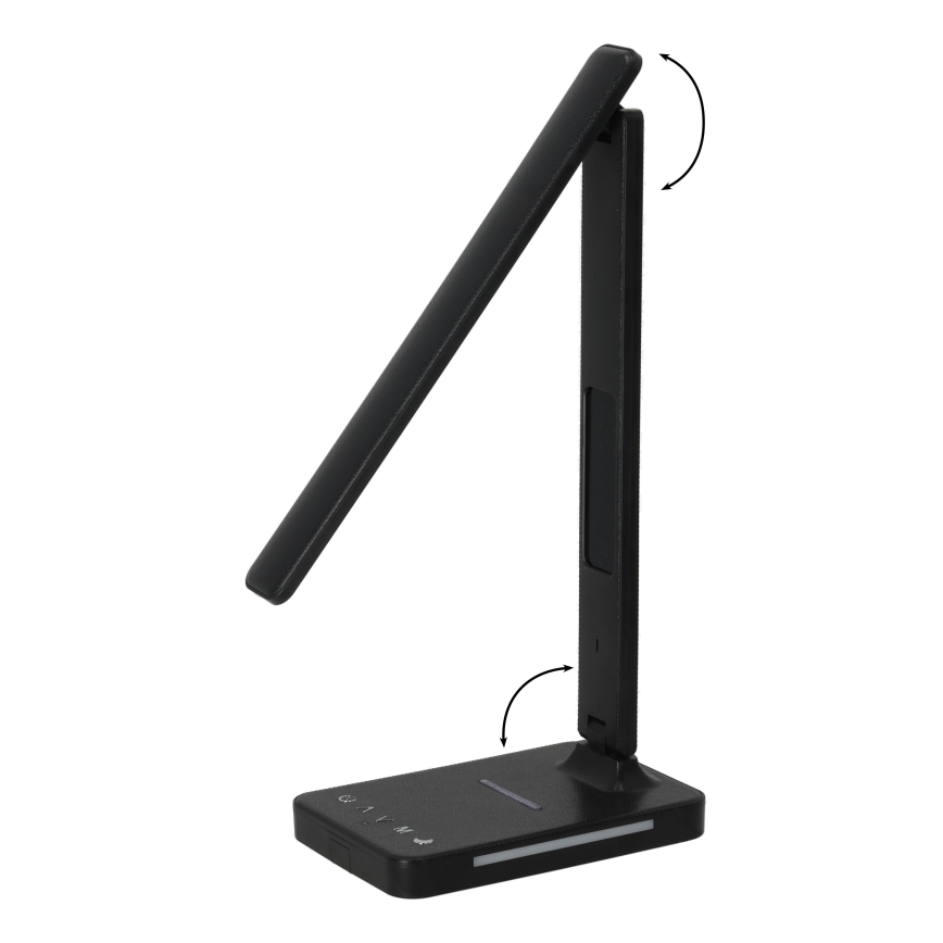 Himmennettävä LED-pöytävalaisin langattomalla latauksella QI, näyttö ja USB-portti LED/7W/230V 3000-6000K musta