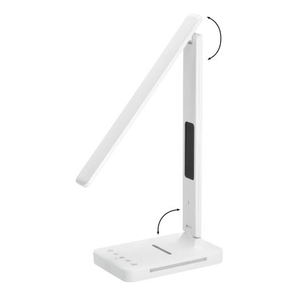 Himmennettävä LED-pöytävalaisin langattomalla latauksella QI, näyttö ja USB-portti LED/7W/230V 3000-6000K valkoinen