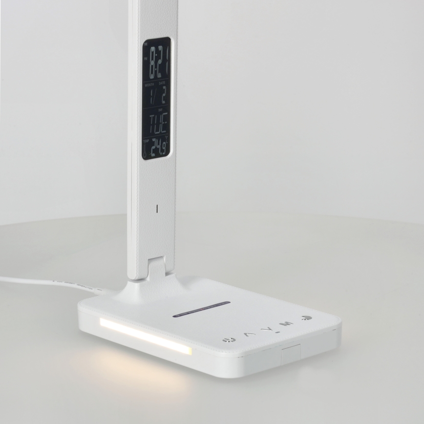 Himmennettävä LED-pöytävalaisin langattomalla latauksella QI, näyttö ja USB-portti LED/7W/230V 3000-6000K valkoinen