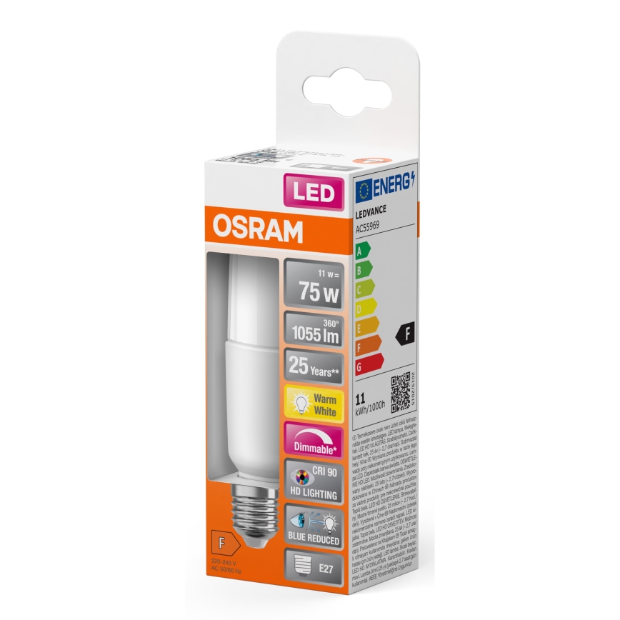 Himmennettävä LED-polttimo E27/11W/230V 2700K CRI 90 - Osram