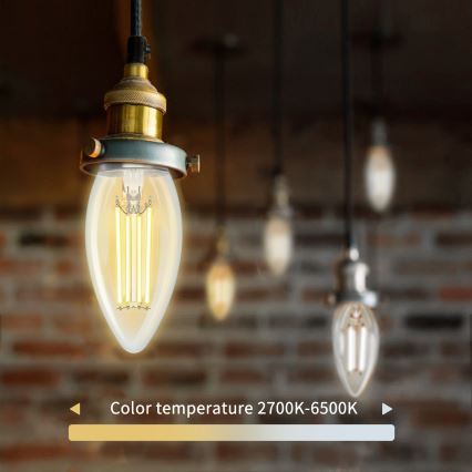 Himmennettävä LED-polttimo FILAMENT C35 E27/4,5W/230V 2700-6500K Wi-Fi - Aigostar