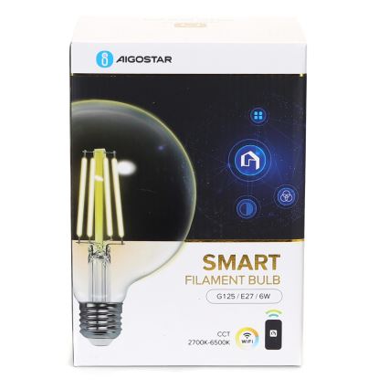 Himmennettävä LED-polttimo FILAMENT G125 E27/6W/230V 2700-6500K Wi-Fi - Aigostar
