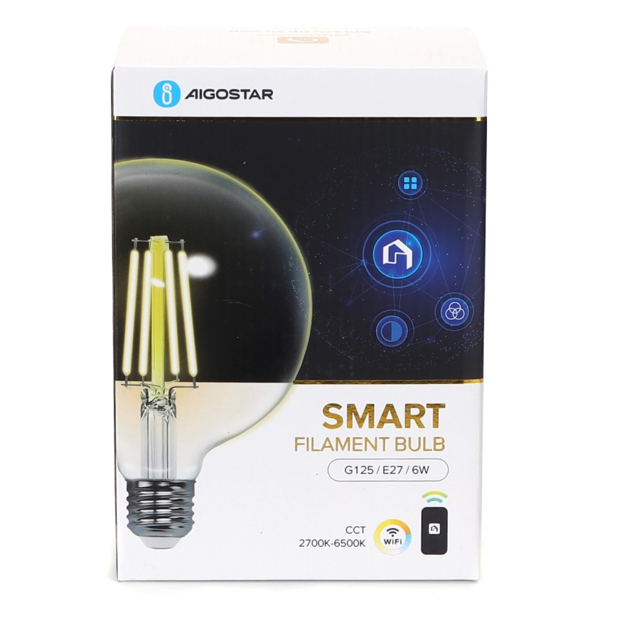 Himmennettävä LED-polttimo FILAMENT G125 E27/6W/230V 2700-6500K Wi-Fi - Aigostar