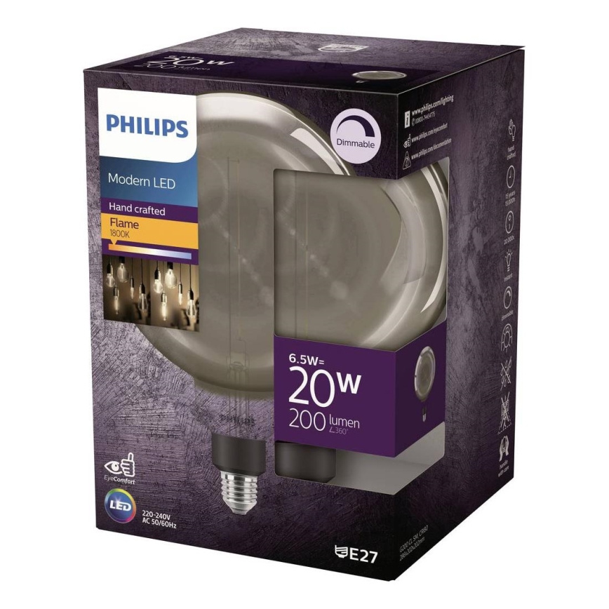 Himmennettävä LED-polttimo FILAMENT G200 E27/6,5W/230V 1800K