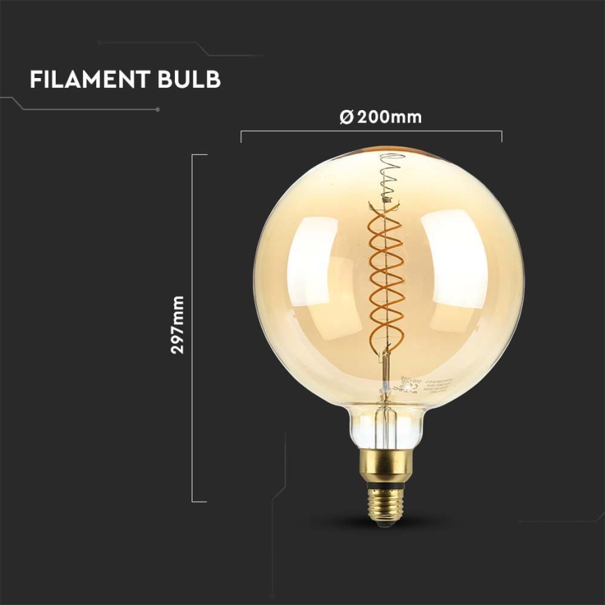 Himmennettävä LED-polttimo FILAMENT G200 E27/8W/230V 1800K