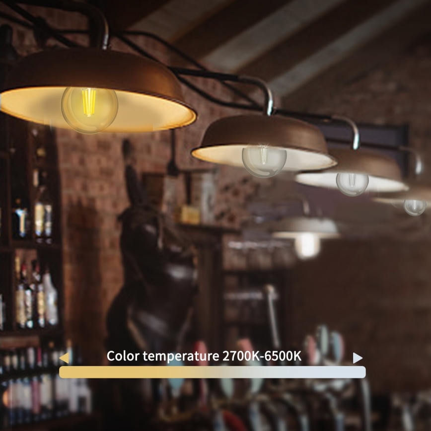 Himmennettävä LED-polttimo FILAMENT G45 E27/4,5W/230V 2700-6500K Wi-Fi - Aigostar