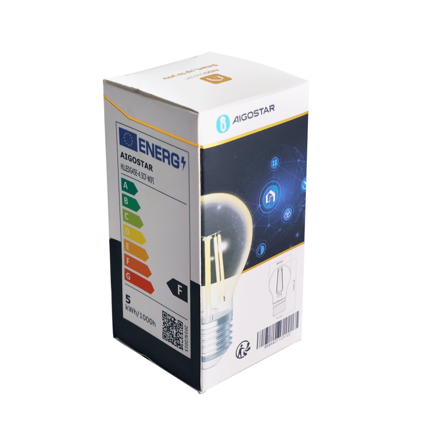 Himmennettävä LED-polttimo FILAMENT G45 E27/4,5W/230V 2700-6500K Wi-Fi - Aigostar