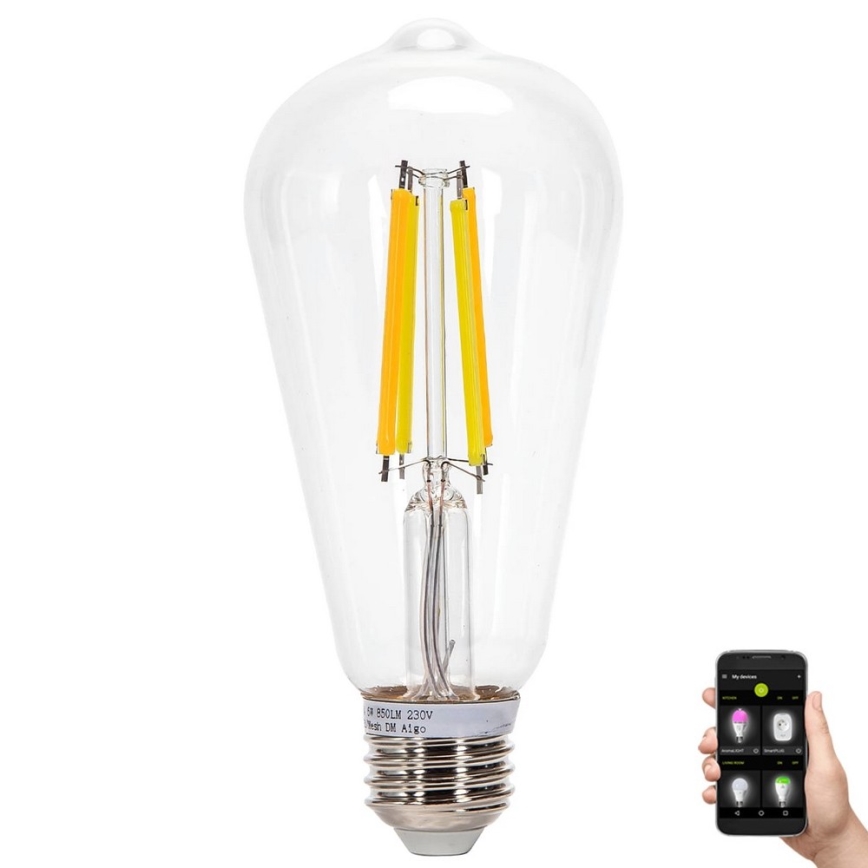 Himmennettävä LED-polttimo FILAMENT MESH Älykäs ST64 E27/6W/230V 2700-6500K - Aigostar