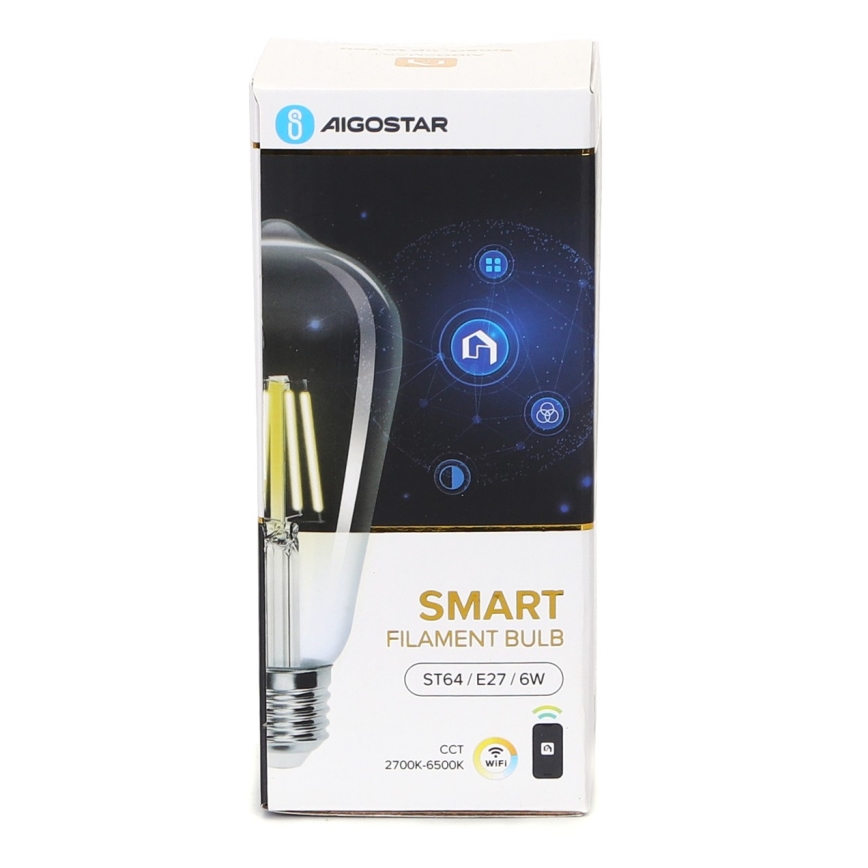 Himmennettävä LED-polttimo FILAMENT ST64 E27/6W/230V 2700-6500K Wi-Fi - Aigostar
