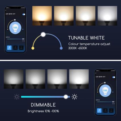 Himmennettävä LED-polttimo GU10/7W/230V 3000-6500K Wi-Fi - Aigostar