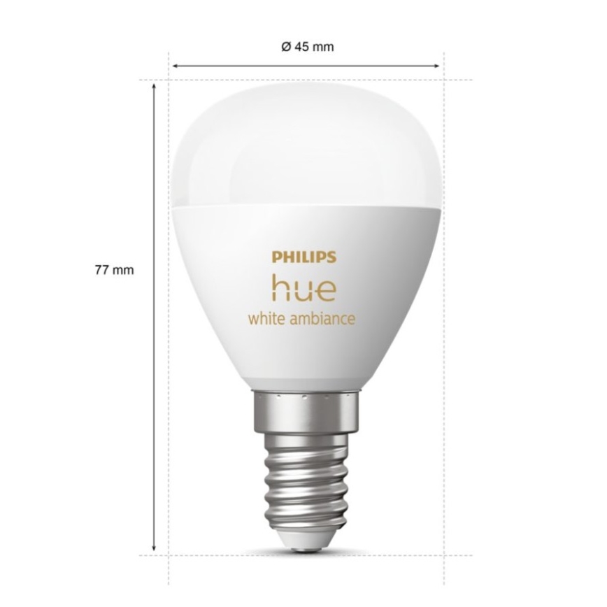 Himmennettävä LED-polttimo Philips Hue WHITE AMBIANCE P45 E14/5,1W/230V 2200-6500K