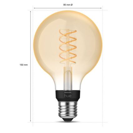 Himmennettävä LED-polttimo Philips Hue WHITE FILAMENT G93 E27/7,2W/230V 2100K