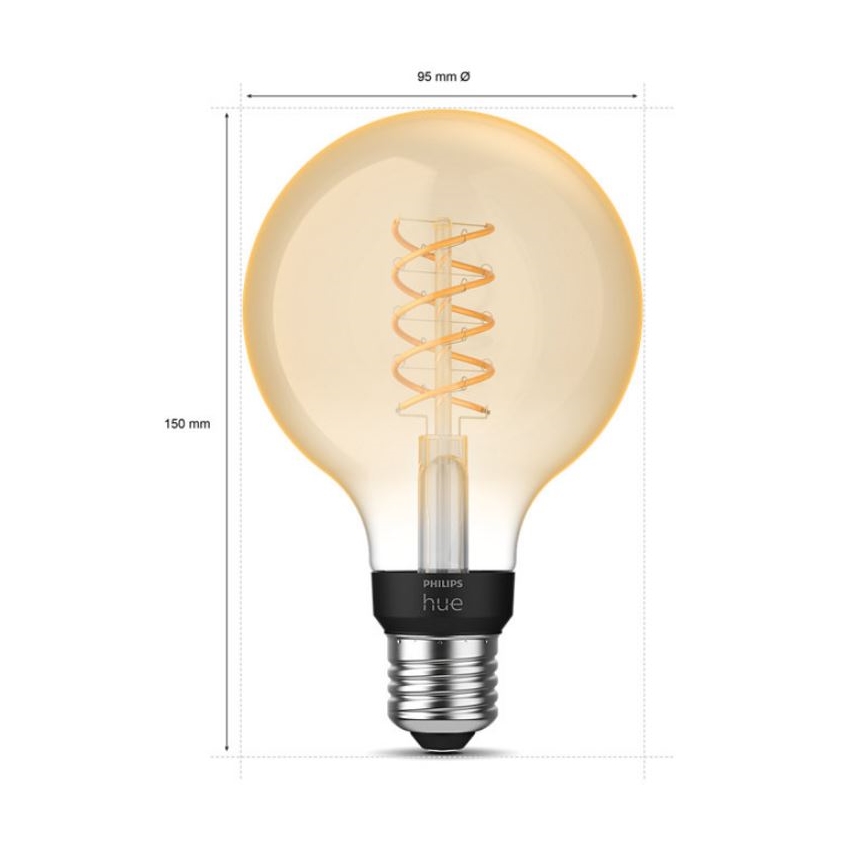 Himmennettävä LED-polttimo Philips Hue WHITE FILAMENT G93 E27/7,2W/230V 2100K