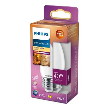 Himmennettävä LED-polttimo Philips Warm Glow B35 E27/3,4W/230V 2200-2700K CRI 90