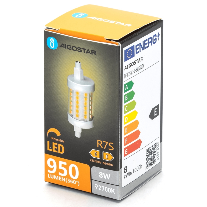 Himmennettävä LED-polttimo R7s/8W/230V 2700K - Aigostar