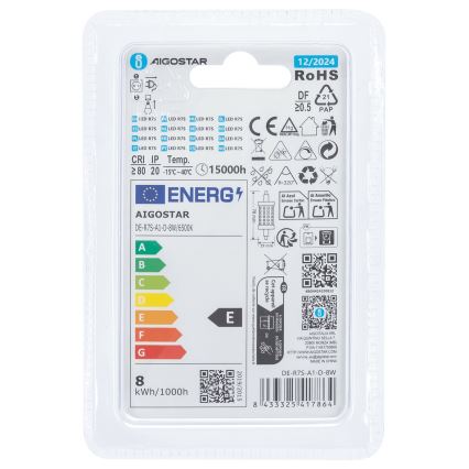 Himmennettävä LED-polttimo R7s/8W/230V 6500K - Aigostar