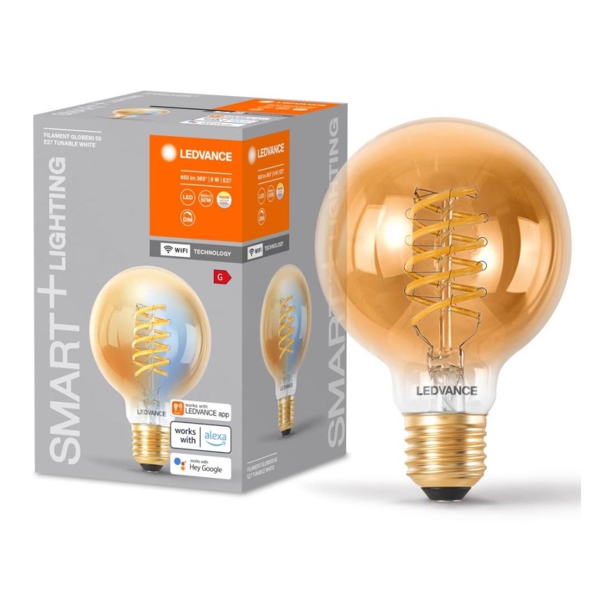Himmennettävä LED-polttimo SMART+ FILAMENT GLOBE G80 E27/8W/230V 2200-5000K Wi-Fi - Ledvance