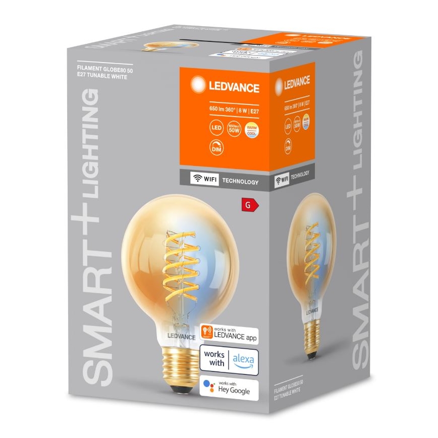 Himmennettävä LED-polttimo SMART+ FILAMENT GLOBE G80 E27/8W/230V 2200-5000K Wi-Fi - Ledvance