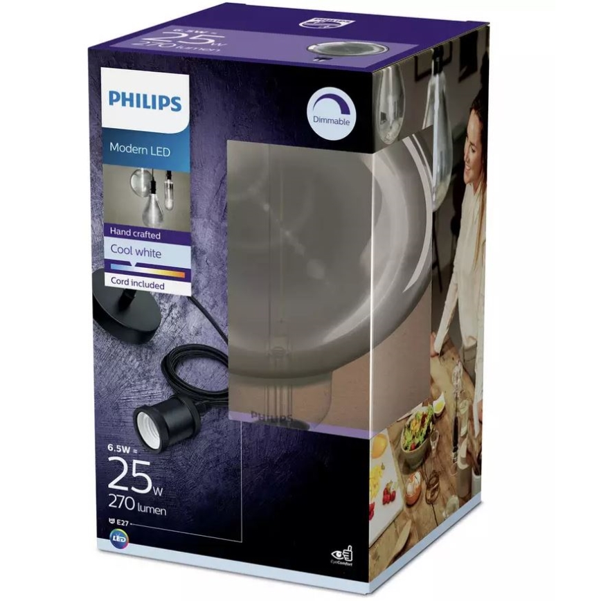 Himmennettävä LED-polttimo SMOKY VINTAGE Philips E27/6,5W/230V 4000K