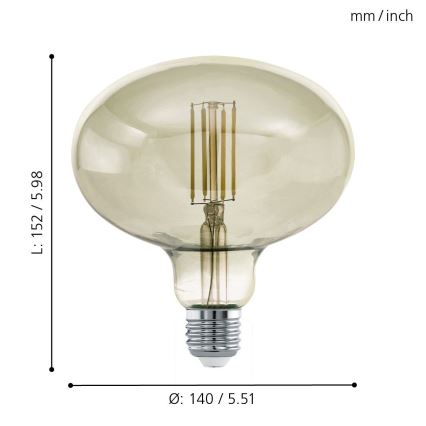 Himmennettävä LED-polttimo VINTAGE E27/4W/230V 3000K - Eglo 12599