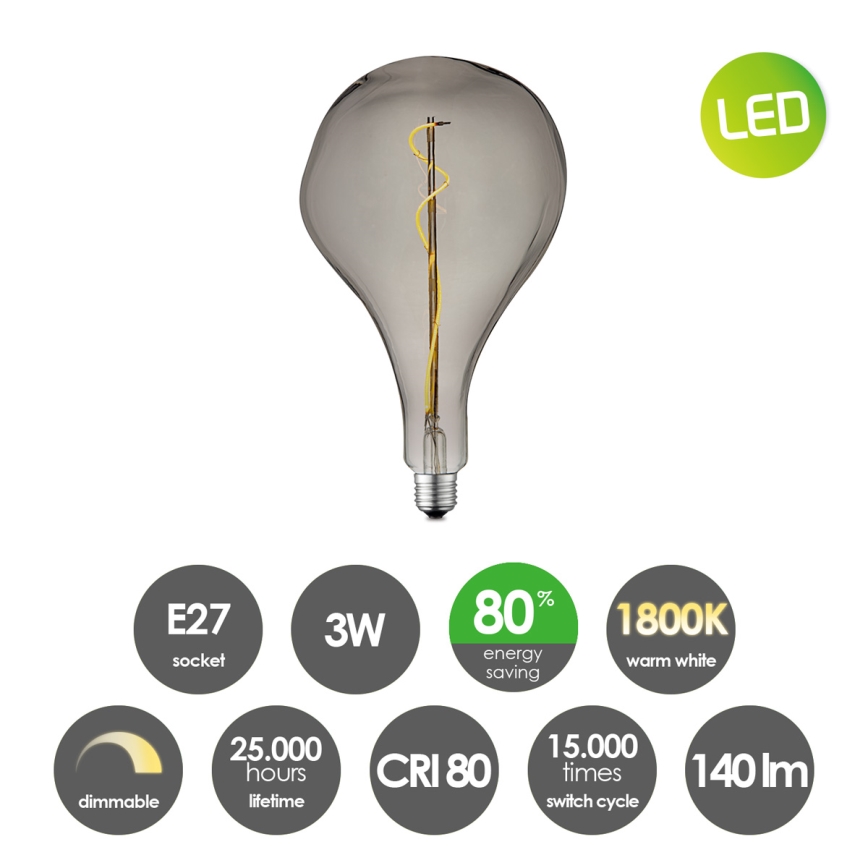 Himmennettävä LED-polttimo VINTAGE EDISON E27/3W/230V 1800K