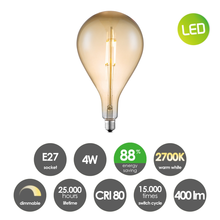 Himmennettävä LED-polttimo VINTAGE EDISON E27/4W/230V 2700K