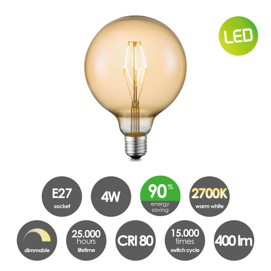 Himmennettävä LED-polttimo VINTAGE EDISON G125 E27/4W/230V 2700K