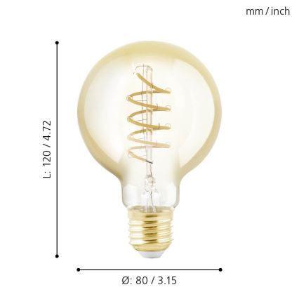Himmennettävä LED-polttimo VINTAGE G80 E27/4W/230V 2200K - Eglo 11876