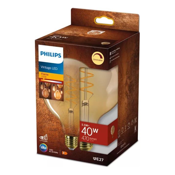 Himmennettävä LED-polttimo VINTAGE Philips G125 E27/5,5W/230V 2200K