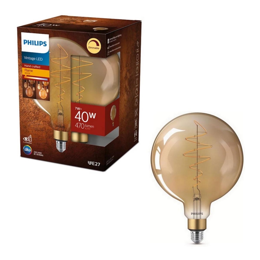 Himmennettävä LED-polttimo VINTAGE Philips G200 E27/7W/230V 2000K