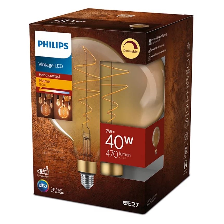 Himmennettävä LED-polttimo VINTAGE Philips G200 E27/7W/230V 2000K