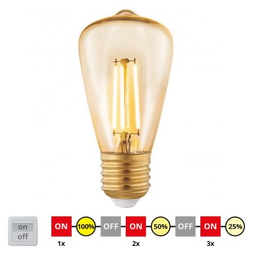 Himmennettävä LED-polttimo VINTAGE ST48 E27/3W/230V 2200K - STEPDIMMING - Eglo 12521