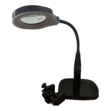 Himmennettävä LED-pöytävalaisin bifokaalisen suurennuslasin kanssa LED/6W/230V 6000-7000K musta