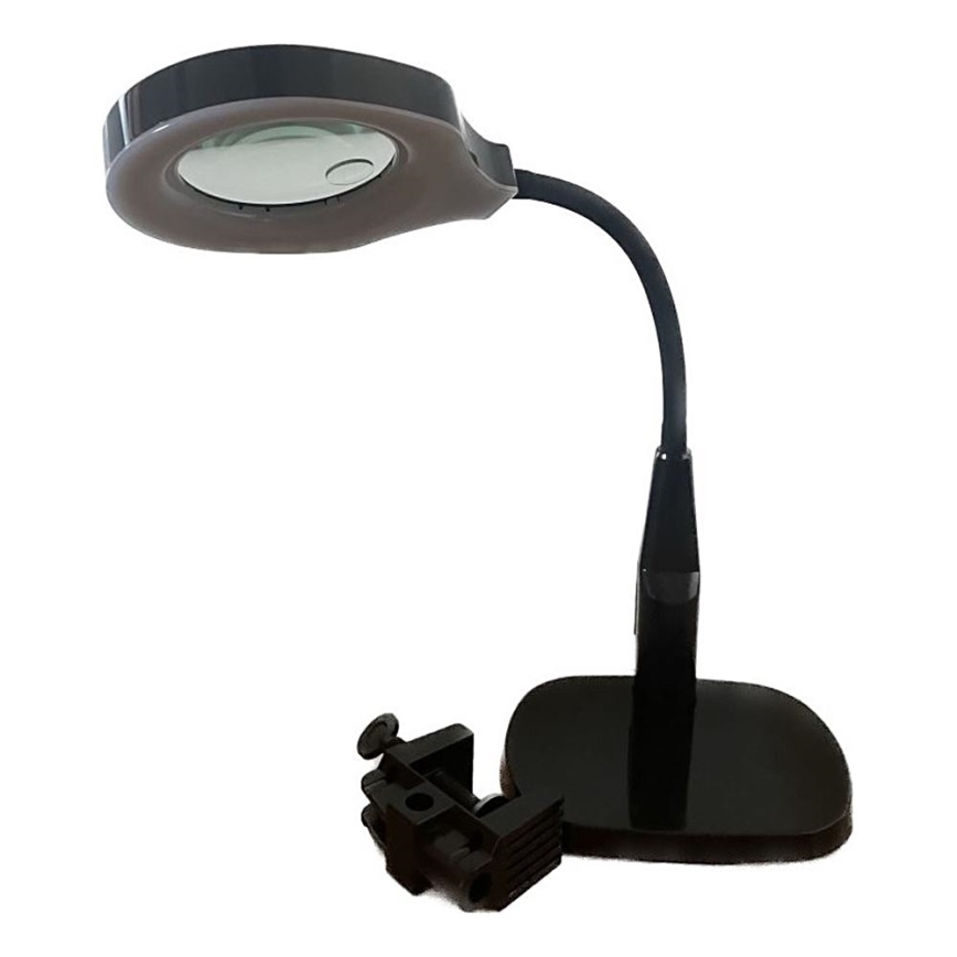 Himmennettävä LED-pöytävalaisin bifokaalisen suurennuslasin kanssa LED/6W/230V 6000-7000K musta