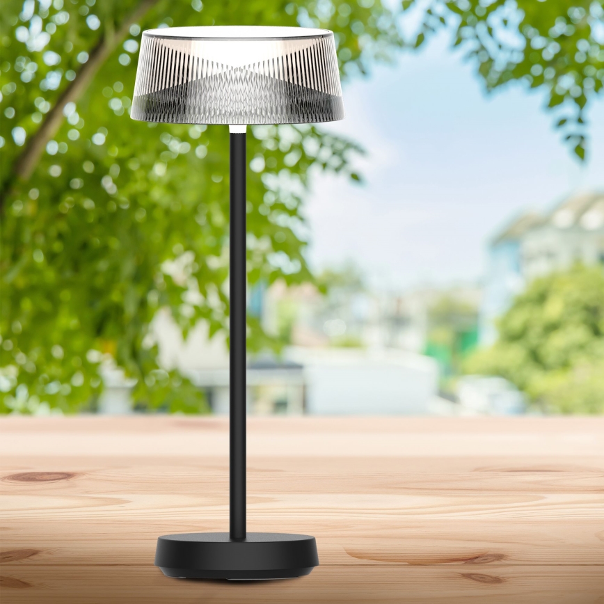 LED Himmennettävä kosketus ulko pöytävalaisin CASABLANCA LED/3,4W/5V USB 3600 mAh IP44 musta