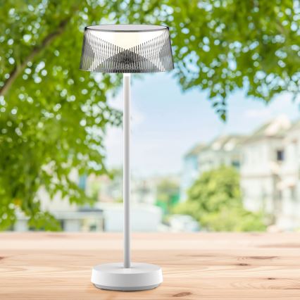 LED Himmennettävä kosketus ulko pöytävalaisin CASABLANCA LED/3,4W/5V USB 3600 mAh IP44 valkoinen