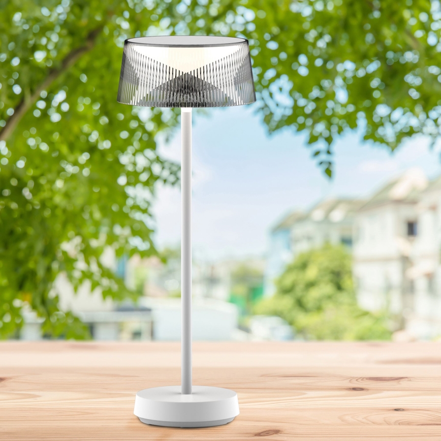 LED Himmennettävä kosketus ulko pöytävalaisin CASABLANCA LED/3,4W/5V USB 3600 mAh IP44 valkoinen