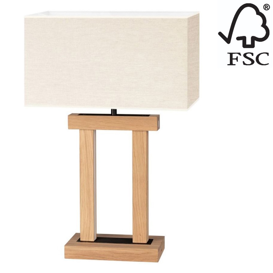 Himmennettävä LED-pöytävalaisin HAKON 1xE27/40W+ 2xLED/7,5W/230V 55 cm tammi – FSC sertifioitu