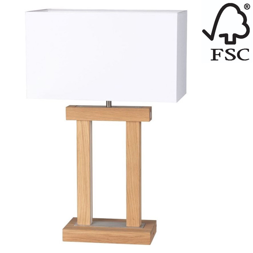 Himmennettävä LED-pöytävalaisin HAKON 1xE27/40W+2xLED/7,5W/230V 55 cm tammi – FSC sertifioitu