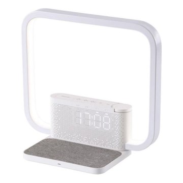 Himmennettävä LED-pöytävalaisin kanssa Herätyskello ja Qi lataus LED/18W/230V valkoinen