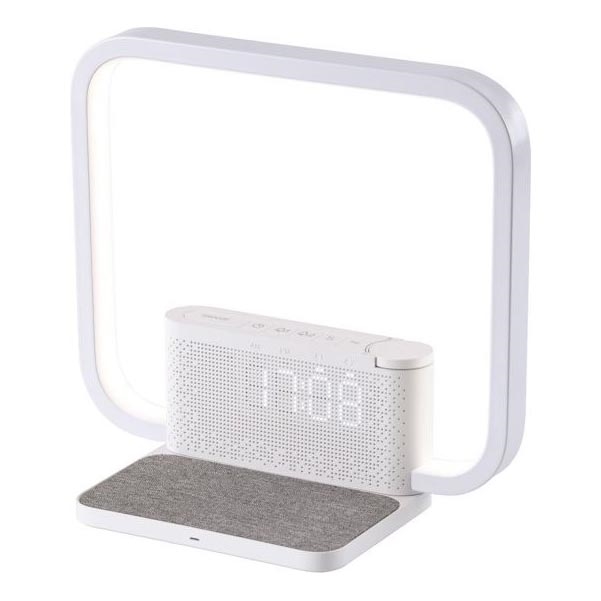 Himmennettävä LED-pöytävalaisin kanssa Herätyskello ja Qi lataus LED/18W/230V valkoinen