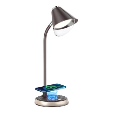 Himmennettävä LED-pöytävalaisin langattomalla latauksella FINCH LED/9W/12/230V ruskea/kulta