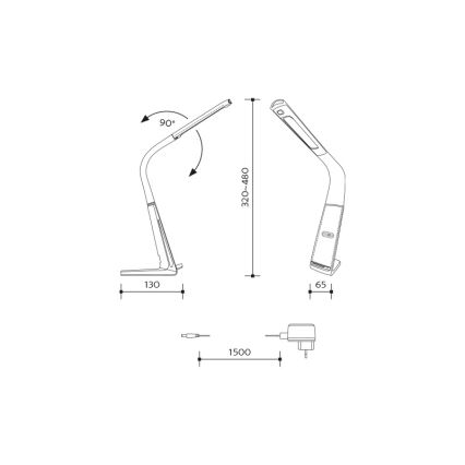 Himmennettävä LED-pöytävalaisin langattomalla latauksella ja sensori LORD EVO LED/8W/230V 3000K/4500K/6000K valkoinen