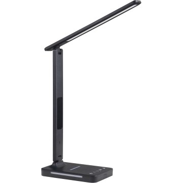 Himmennettävä LED-pöytävalaisin langattomalla latauksella QI, näyttö ja USB-portti LED/7W/230V 3000-6000K musta