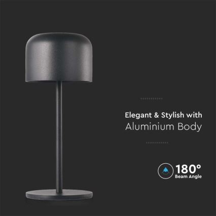 LED Himmennettävä ladattava kosketuspöytävalaisin LED/1,5W/5V 2700-5700K IP54 2200 mAh musta