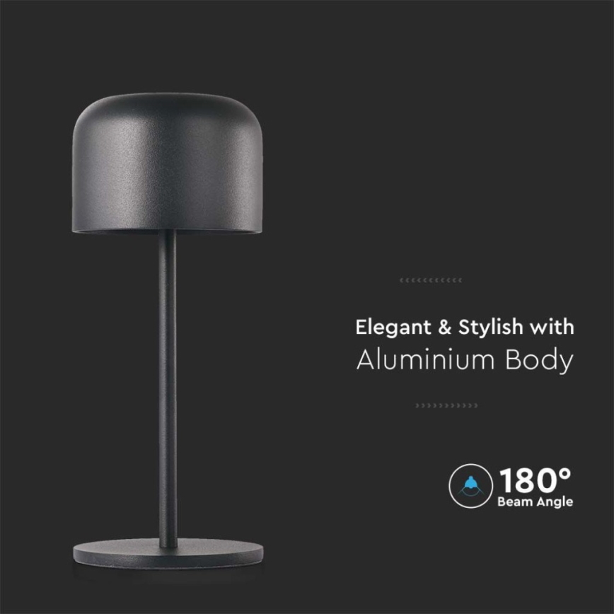 LED Himmennettävä ladattava kosketuspöytävalaisin LED/1,5W/5V 2700-5700K IP54 2200 mAh musta