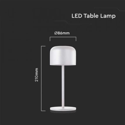 LED Himmennettävä ladattava kosketuspöytävalaisin LED/1,5W/5V 2700-5700K IP54 2200 mAh valkoinen