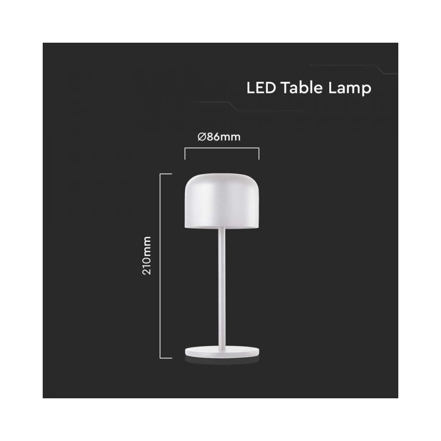 LED Himmennettävä ladattava kosketuspöytävalaisin LED/1,5W/5V 2700-5700K IP54 2200 mAh valkoinen