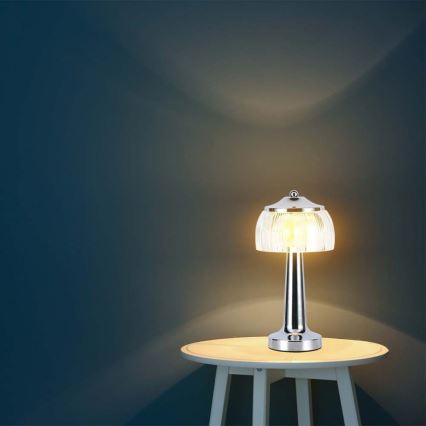 LED Himmennettävä ladattava kosketuspöytävalaisin LED/1W/5V 3000-6000K 1800 mAh kiiltävä kromi
